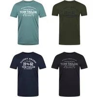 TOM TAILOR T-Shirt Herren Printshirt Regular Fit (Vorteilspack, 4-tlg) Kurzarm Tee Shirt mit Rundhalsausschnitt aus 100% Baumwolle