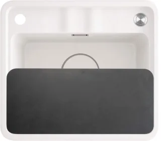 Neuesbad 1-Becken Granitspüle 440x500x229, Alabaster, mit SPACE SAVER NB1DEZKMA1031
