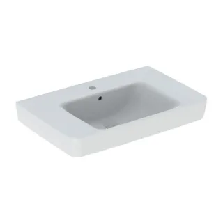 Geberit Renova Plan Aufsatz-Waschtisch 501726008 75x48cm, Hahnloch mittig, mit Überlauf, Ablagefläche, weiß KeraTect