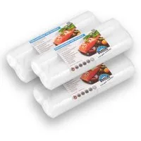 Bottini Vakuumier-Folienrollen 6 Vakuumrollen 25 x 600 cm mit Struktur, goffriert für Lebensmittel, Zubehör für Alle Balken Vakuumierer wie CASO, WMF, FreshVAC, Rommelsbacher, Gastroback, Foodsaver, Solis, Lava, Leifheit sowie alle Vakuumiergeräte vo