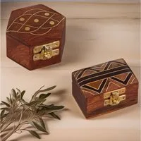 Marrakesch Orient & Mediterran Interior Schmuckkasten 2er Set Orientalisches Schmuckkästchen Dajat und Delya in Braun 7,5 cm (2 St), Handarbeit