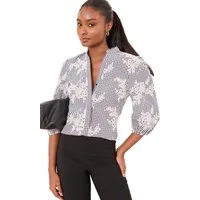 LIPSY Langarmbluse Lipsy Bluse mit Vichykaros und 3/4-Ärmeln (1-tlg)