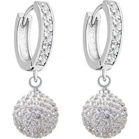 LÖB Paar Creolen Silber Creolen Glitzerkugel Perlen Anhänger Zirkonia Ohrringe Hängend (Geschenke für Frauen Damen Beste Freundin Mutter Mama Ehefrau Oma sie zum Geburtstag Schmuck Sommer, Inkl. Schmuckbox), Damen Perlenohrringe Tropfen Shamballa Kug