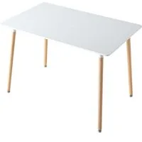 GrandCA HOME Esstisch Moderner minimalistischer Esstisch aus MDF mit Beinen aus Massivholz (1-St), Geeignet für kleine Wohnungen, 110 x 70 cm, Weiß
