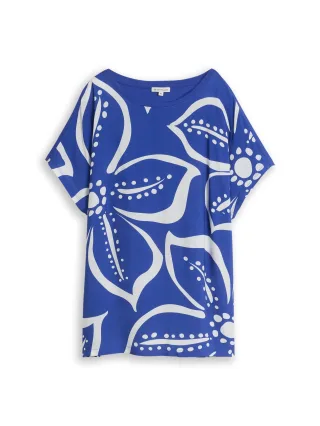 Tom Tailor - Plus Size - T-Shirt im Material-Mix shiny royal blue - Gr. - 48