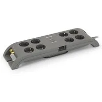 Philips SPN5085B/10 Steckdosenleiste 8-fach (Ein- / Ausschalter, Kindersicherung, automatische Abschaltung bei Überspannung), Kabelmanagement, Schutzanzeige