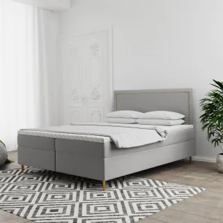 Boxspringbett Schlafzimmerbett LUCIEN 140x220cm in Stoff Soro Hellgrau
