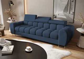 Sofa Designersofa BASTIEN 3-Sitzer in Stoff Terra Dunkelblau
