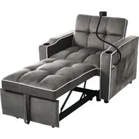 EXTSUD Schlafsofa 3‑in‑1 Ausziehbares Schlafsofa Sessel mit Getränkehalter, perfekt für kleine Räume,83*167*76cm, Sessel mit Getränkehaltern und Handyhalter