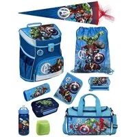 Scooli Schulranzen Campus Fit Avengers Schultasche, ab 1. Klasse, 980 Gramm, 18L Fassung (Erweitertes Set, 10-tlg., mit Lunch-Set, Sporttasche und Schultüte 85cm), leicht, ergonomisch, robust