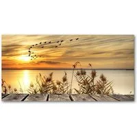 Tulup Leinwandbild XXL Wandbilder Leinwandbilder Bilder Canvas Bild 140 cm x 70 cm, Pier Am See, Leinwandbild