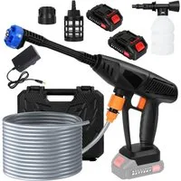 Rutaqian Akku-Hochdruckreiniger 6 in 1 Akku Hochdruckreiniger mit 2 ×1,5 Ah Akkus, Hochdruck Reiniger, Druck max: 35 bar, 200 W, Fördermenge max: 240 l/h, (24-V Hochdruckreiniger Set, 1 tlg., Leichter handgeführter Druckreiniger), Akku-Hochleistungs 