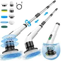 Tekoo Reinigungsbürste Elektrische Reinigungsbürste, Putzbürste Elektrisch mit 9 Bohrköpfen, Fliesen, Glas, Keramik, Fugen, Edelstahl, (Reinigungs-Set), LED-Akkustandsanzeige, Teleskopstiel, 9-in-1 Set, IPX7 wassergeschützt