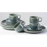 Gipfelstück Kaffeeservice Tiefer See (12-tlg), 4 Personen, Steinzeug, Scandi-Style, jedes Stück ein Unikat, 12 Teile, für 4 Personen