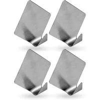 Bestlivings Wandhaken Wandhaken Edelstahl, selbstklebend, 4er, Badezimmer, Türen, Duschen, Badewannen, Vorhänge, Küche, (4-St), Silber aus Edelstahl, Rostfrei Aufhänger Bilderhaken ohne Bohren