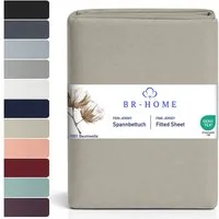 BR-Home Spannbettlaken bis zu 25cm, 100% Baumwolle Jersey Bettlaken, Spannbetttuch 145 g/m², Gummizug: rundum, (1 Stück), Rundumgummi, Atmungsaktiv