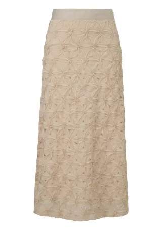 s.Oliver BLACK LABEL - Midi-Rock in A-Linie mit Allover-Strukturmuster beige - Gr. - 40