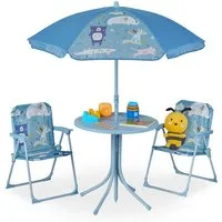 relaxdays Garten-Kindersitzgruppe Camping Kindersitzgruppe mit Schirm, Tiere