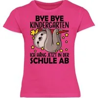 Shirtracer T-Shirt Bye Bye Kindergarten ich hänge jetzt in der Schule ab mit Faultier - s Einschulung Mädchen
