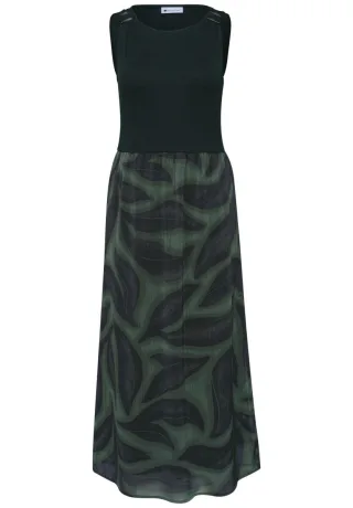 Street One - Midi-Kleid mit Strukturmix und Print grün - Gr. - 34