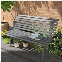 Outsunny Gartenbank 2 Sitzer Parkbank, mit Rückenlehne, für Garten, Balkon (Sitzbank, 1-St., Balkonbank), Alu, 123 x 67 x 79 cm, Grau