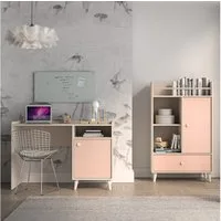 Lomadox Jugendzimmer-Set MODICA-131, (Sparset, 2-tlg., Schreibtisch Regal), in Sandbeige mit rosa mit fühlbarer Struktur, Softclose, modern