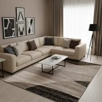 Vimoda Läufer Wohnzimmer Teppich Kurzflor, geometrisches Look, Rechteckig, Höhe: 5 mm, Läufer Moderner Meliert Muster für Küche und Schlafzimmer