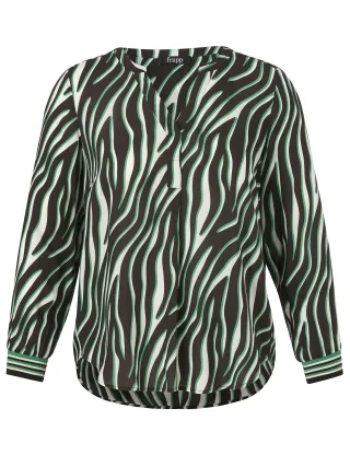 Frapp - Bluse V-Ausschnitt 1/1 Arm Druck chocolate multicolor - Gr. - 48