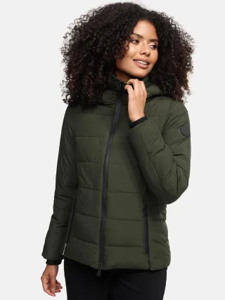 Marikoo kurze Damen Steppjacke mit Kapuze & Fleecefutter – Radaa