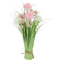 Kunstgras Grasbund mit Blüten, I.GE.A., Höhe 40 cm, Deko Grasbusch Gräser Kunstblume Kunstpflanze Künstliche Pflanze