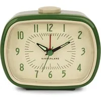 Kikkerland Quarzwecker Retro Oldscool Wecker Analog, leises Ticken, Wecker ohne Ticken, Analoger Plaste Wecker ohne Strahlung, Retro Alarm Clock Grün