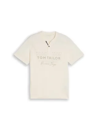 Tom Tailor - Henley T-Shirt im Used-Look gardenia white - Gr. - XL