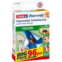 tesa Klebehaken POWERSTRIPS Poster Doppelseitige Klebestreifen, (Packung, 96-St., 96 Stck), Stripes selbstklebend - max. 200 g