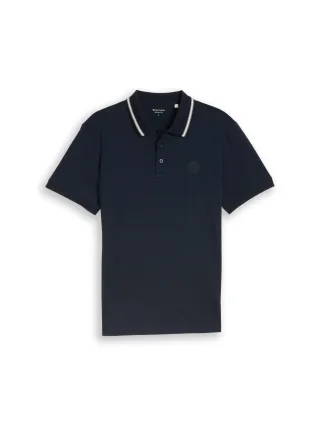 Tom Tailor - Jersey Poloshirt mit Logo-Badge sky captain blue - Gr. - L