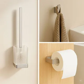 AquaCraft 300 Badaccessoires-Set 3 in 1 Wandmontage, chrom Bürstengarnitur, Papierrollenhalter, Haken Bürstengarnitur, Papierrollenhalter, Haken