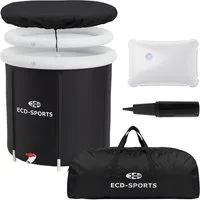 ECD Germany Rundpool Eisbad Ø80 cm Eistonne mit Isolierung Komplettset Eisfass Tonne Außen, Faltbare Mobile Ice Bath 350L für Kältetherapie & Regeneration, H75cm