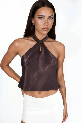 Halter-Neck Schal-Top
