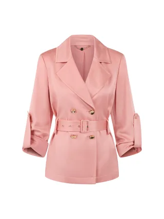 Marc Cain Collections - Blazerjacke aus Satin mit Gürtel peach beige - Gr. - 36