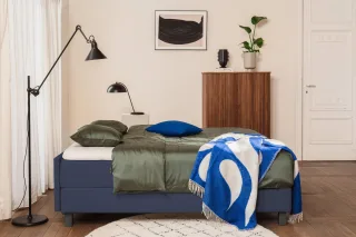 BRUNO Boxspringbett Premium 140x200cm in Blau | Matratzen-Härtegrad: Links H3 / Rechts H3 | mehrfach ausgezeichnet in Design & Qualität