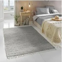 TaCa Home Teppich Handweb Flicken-Teppich Fleckerl, rechteckig, Höhe: 5 mm, Grau - 60 x 120 cm