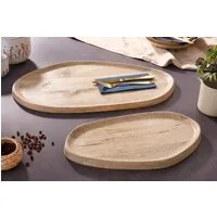 riess-ambiente Dekotablett AMAZONAS 56cm natur - Mango-Massivholz, cream finish, Handarbeit (Set, 2 St), Rundes Ablage-Set - ideal für Wohn- und Esszimmer im Urban Jungle Stil