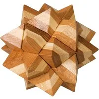 Fridolin Puzzle Geduldspiele aus Bambus 3D-Puzzle, Stern - Rätsel Motorik Spiel, Puzzleteile