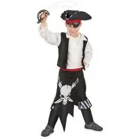 JADEO Kostüm Piraten Kapitän-Kinderkostüm Seeräuber schwarz-rot-weiss