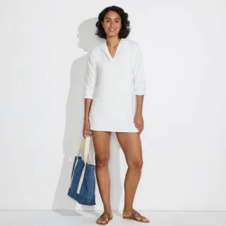 Langes Kapuzen-Badeshirt, Damen,  Weiß, Nylon-Mischung, by Lands' End