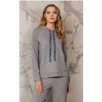 Passioni Kapuzenpullover mit Leoparden-Bändern