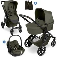 ABC Design Kombi-Kinderwagen Salsa Core - Olive, 3in1 Kinderwagen Buggy Set mit Babywanne, Babyschale Calla & Sportsitz