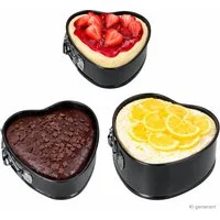 MamboCat Auflaufform 3er Set Mini Springform Herz Backform 11,5 cm Kuchen Airfryer Backofen, Edelstahl