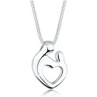 Elli Kette mit Anhänger Mutter & Kind Herz Schmuck Geschenk 925 Silber, Herz