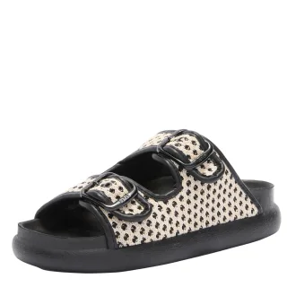scholl - Sandale mit verstellbaren Schnallen und Plateausohle beige/schwarz - Gr. - 37