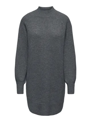 ONLY - ONLOLIVIA LS HIGH NECK DRESS CC KNT Dark Grey Melange - Gr. - XS